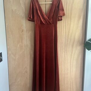 Ever Pretty Rust Orange Velvet Dress